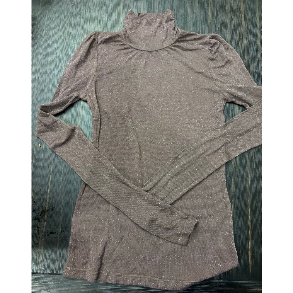 Plum sparkle Project Social T mock turtle neck top size small